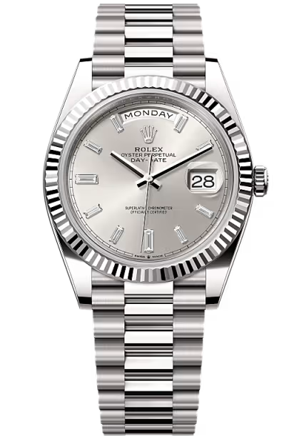 RolexDay-Date_President_40mmWhiteGoldSilverDiamondBaguetteDial-228239-New2025