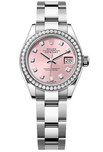 Rolex Lady-Datejust 28mm Pink Diamond Dial Diamond Bezel Oyster Bracelet – 279384RBR – New 2025