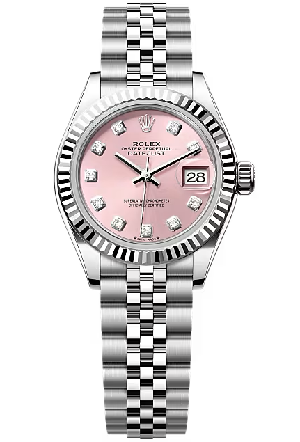 Rolex Lady-Datejust 28mm Pink Diamond Dial Fluted Bezel Jubilee Bracelet 279174 – New 2025