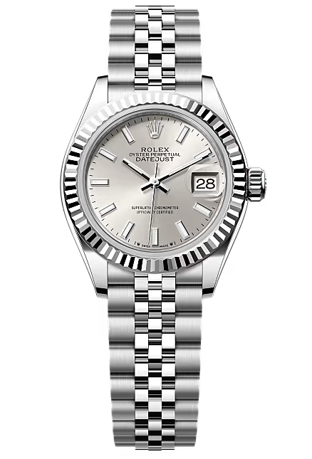 Rolex Lady-Datejust 28mm Silver Index Dial Fluted Bezel Jubilee Bracelet 279174 – New 2025