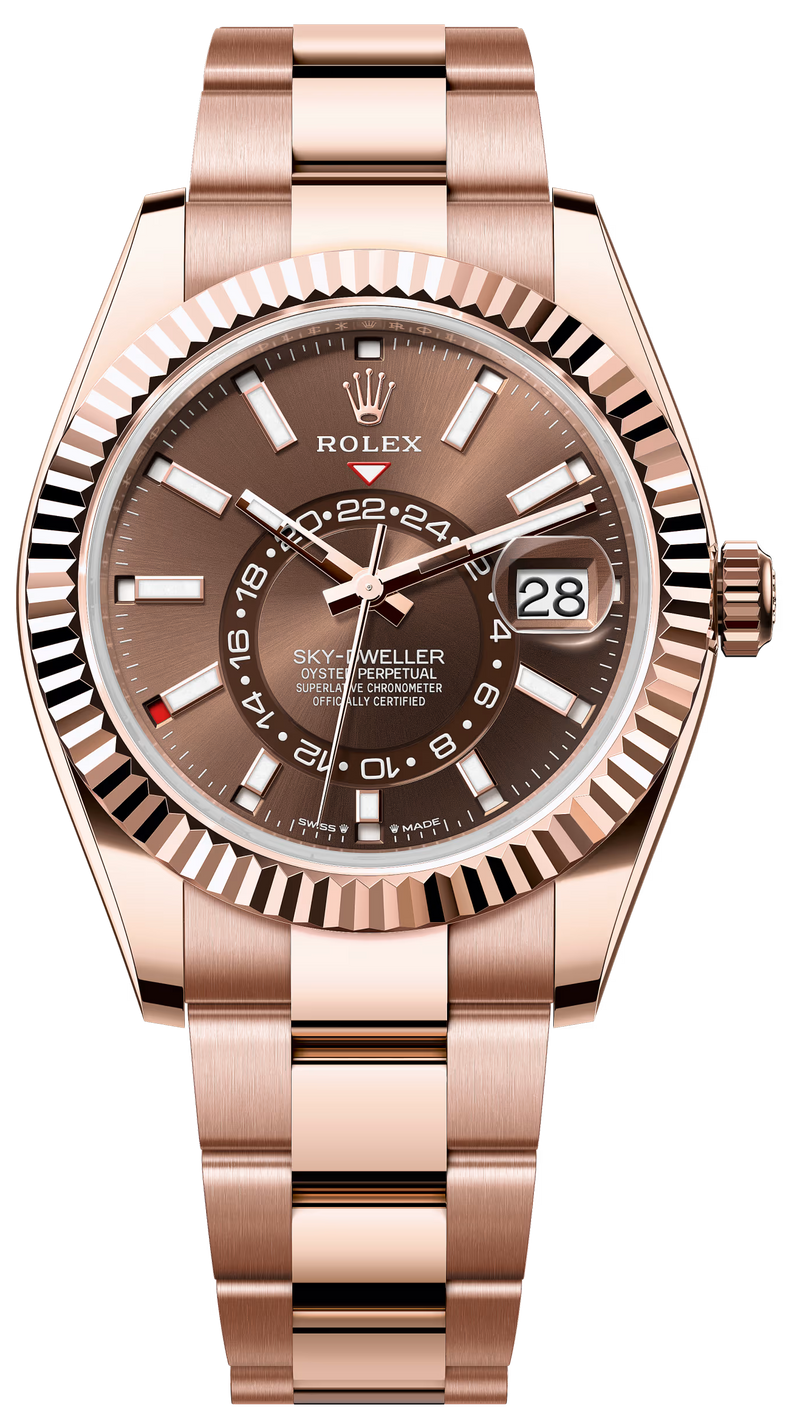 Rolex Sky-Dweller 42mm Rose Gold Chocolate Dial Oyster - 336935 - New 2025