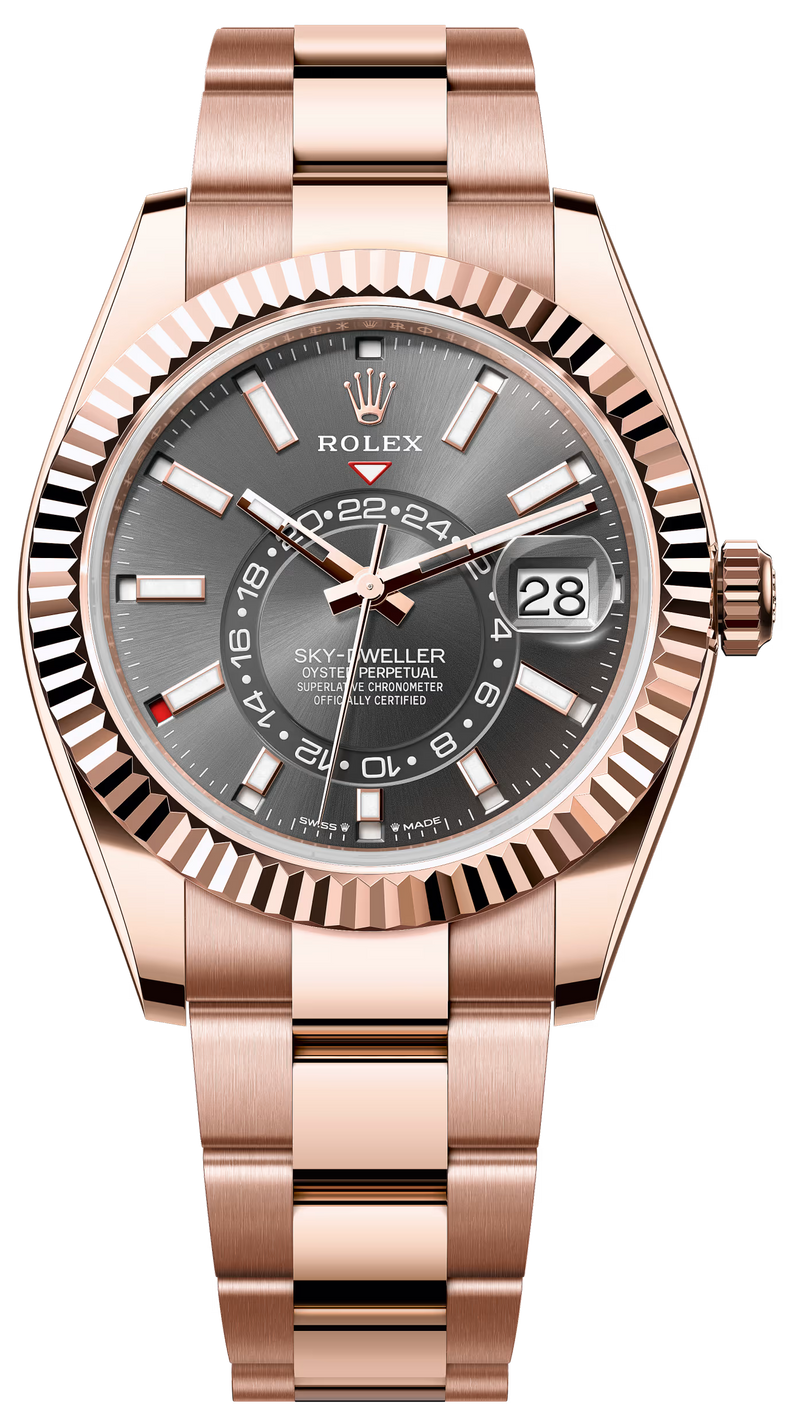 Rolex Sky-Dweller 42mm Rose Gold Rhodium Dial Oyster - 336935 Rhodium Dial - New 2025