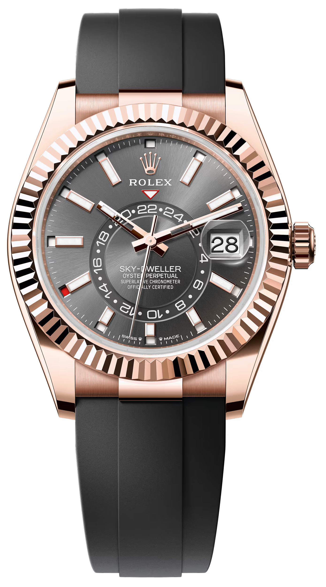 Rolex Sky-Dweller 42mm Everose Gold Slate Dial Oysterflex 336235 – New 2025