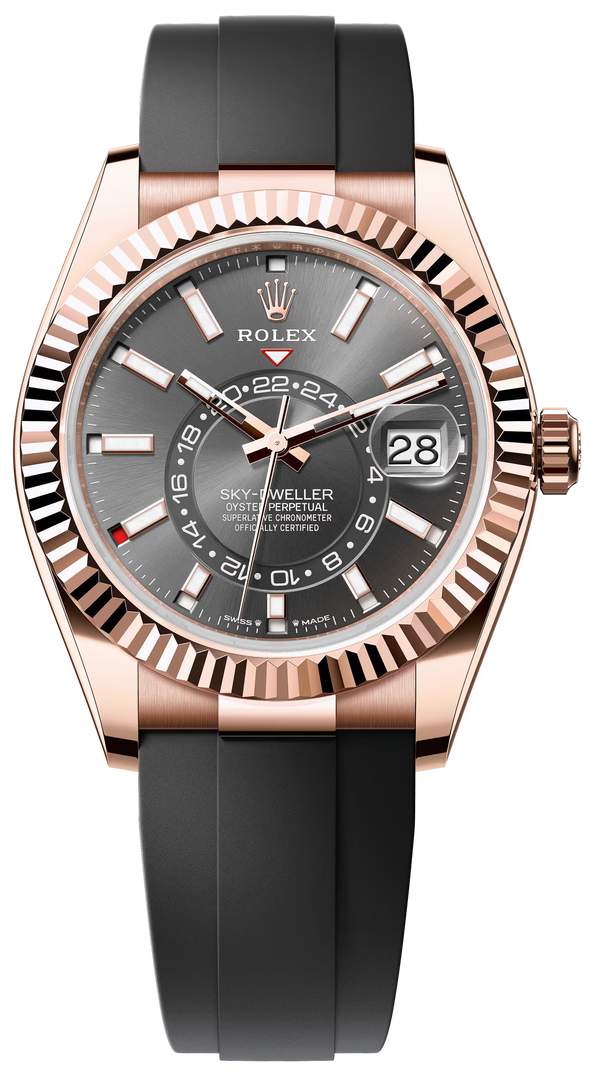 Rolex Sky-Dweller 42mm Rose Gold Slate Dial Oysterflex - 336235 - New 2025