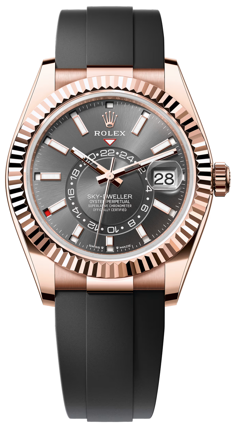 Rolex Sky-Dweller 42mm Rose Gold Slate Dial Oysterflex - 336235 - New 2025