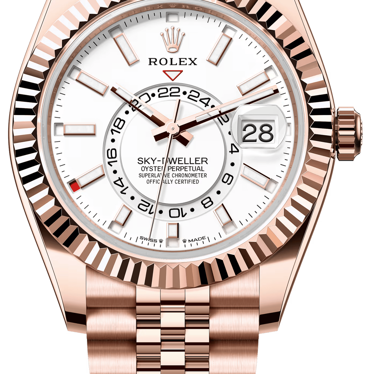 Rolex Sky-Dweller 42mm Everose Gold White Dial Jubilee Bracelet 336935