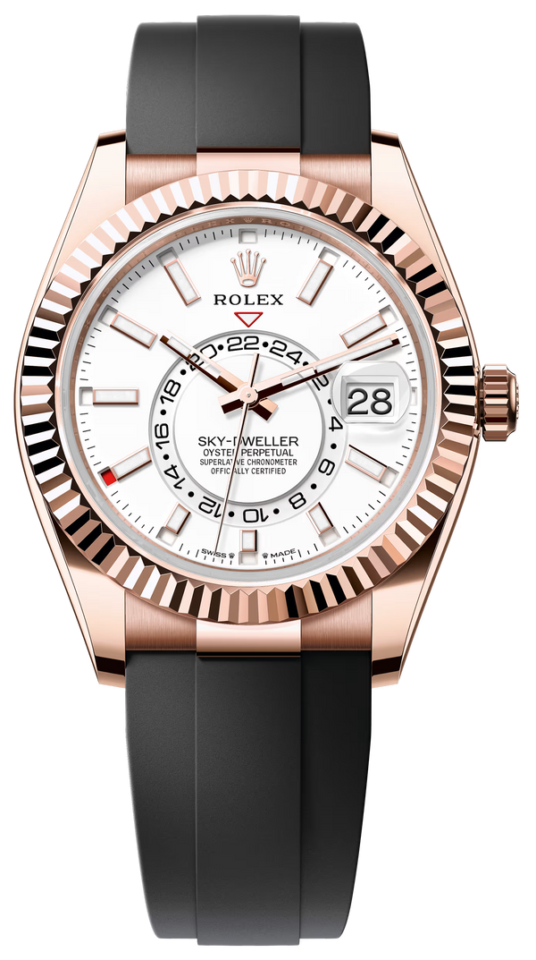 Rolex Sky-Dweller 42mm Rose Gold White Dial Oysterflex - 336235 - New 2025