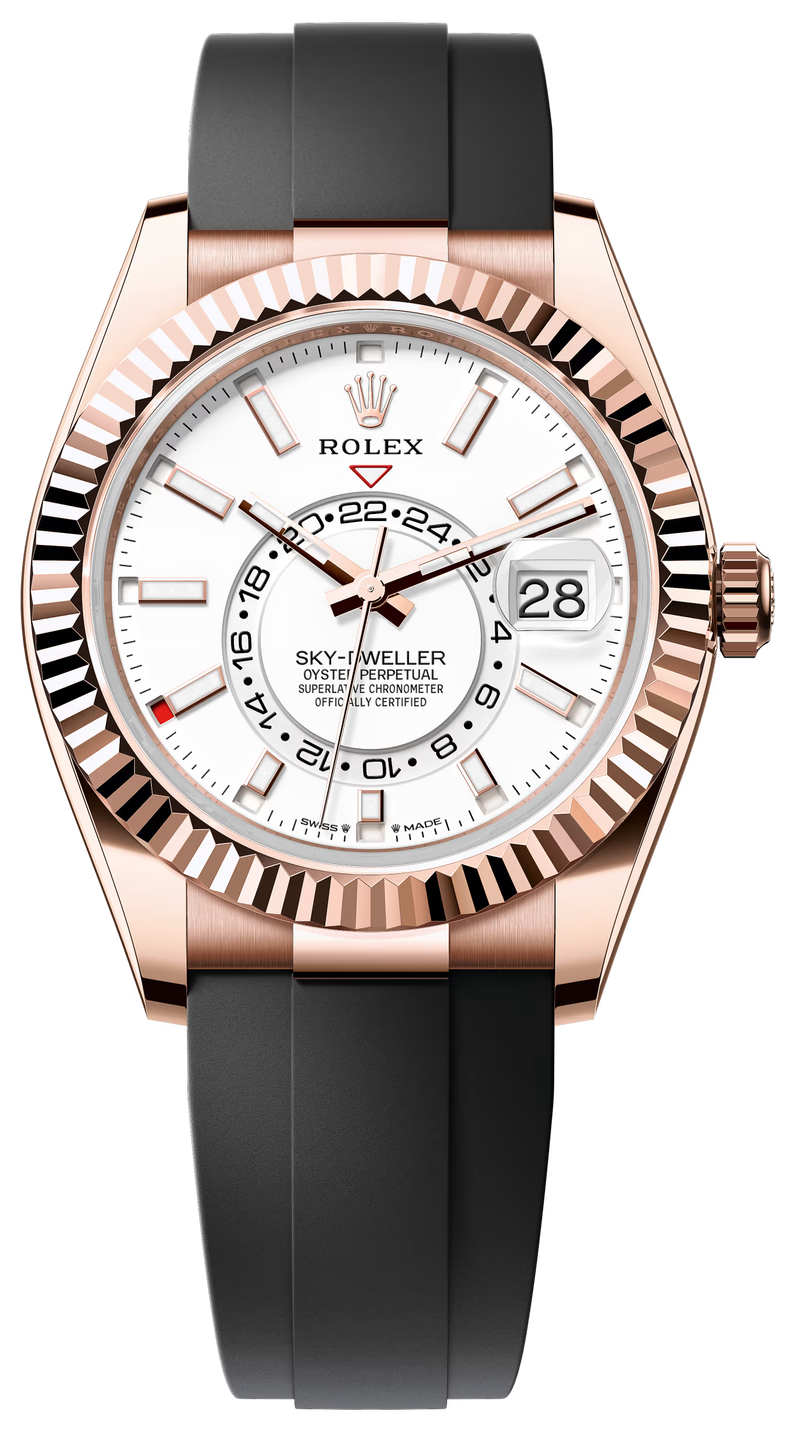 Rolex Sky-Dweller 42mm Rose Gold White Dial Oysterflex - 336235 - New 2025