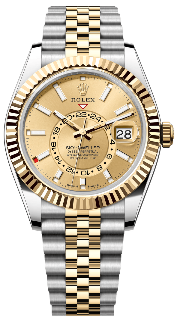 Rolex Sky-Dweller 42mm Two-Tone Yellow Gold Champagne Dial Jubilee - 336933 - New 2025