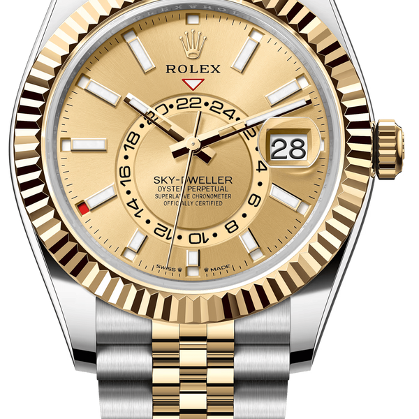 Rolex Sky-Dweller 42mm Two-Tone Yellow Gold Champagne Dial Jubilee