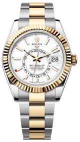 Rolex Sky-Dweller 42mm Two-Tone Yellow Gold White Dial Oyster - 336933 - New 2025