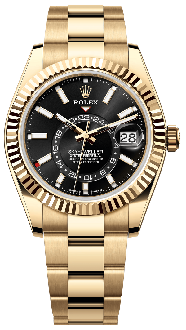 Rolex Sky-Dweller 42mm Yellow Gold Black Dial Oyster - 336938 - New 2025