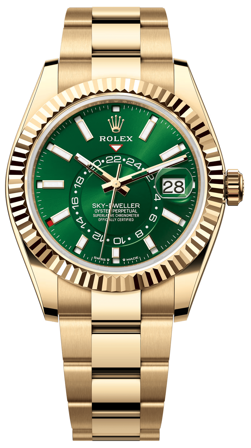 Rolex Sky-Dweller 42mm Yellow Gold Bright Green Dial Oyster - 336938 - New 2025