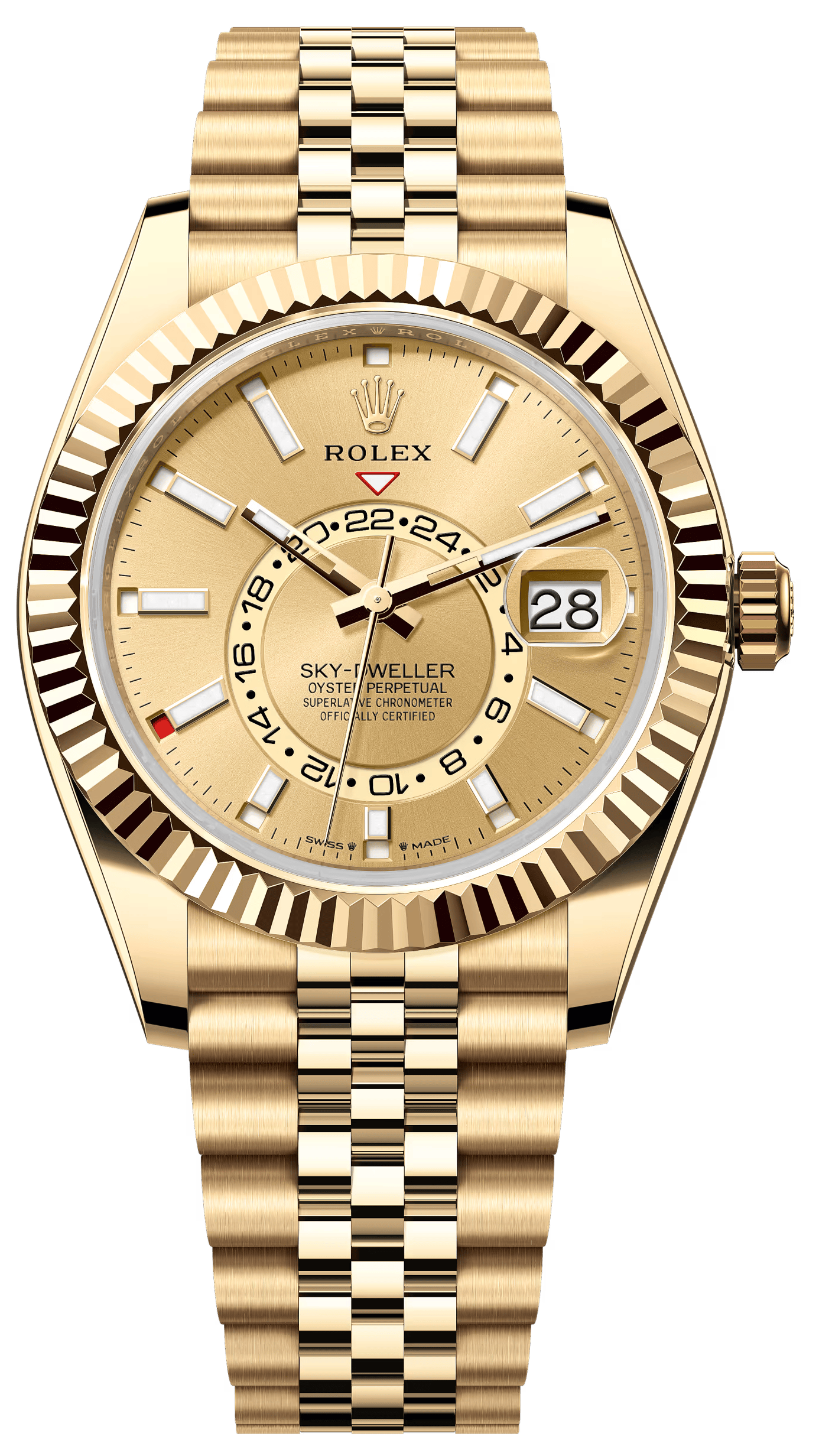 Rolex Sky-Dweller 42mm Yellow Gold Champagne Dial Jubilee Bracelet 336938 – New 2025