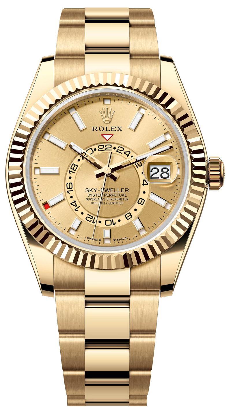 Rolex Sky-Dweller 42mm Yellow Gold Champagne Dial Oyster - 336938 - New 2025