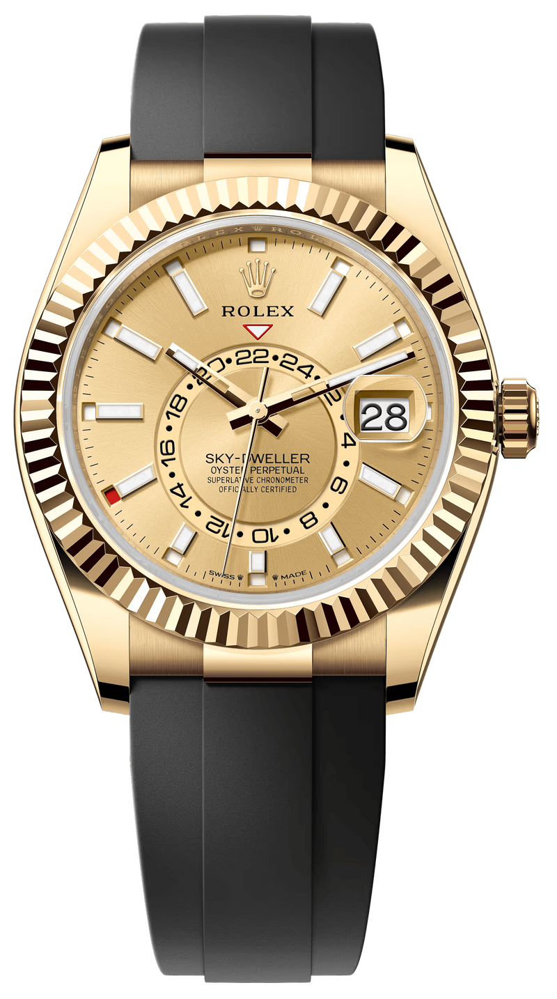 Rolex Sky-Dweller 42mm Yellow Gold Champagne Dial Oysterflex - 336238 - New 2025