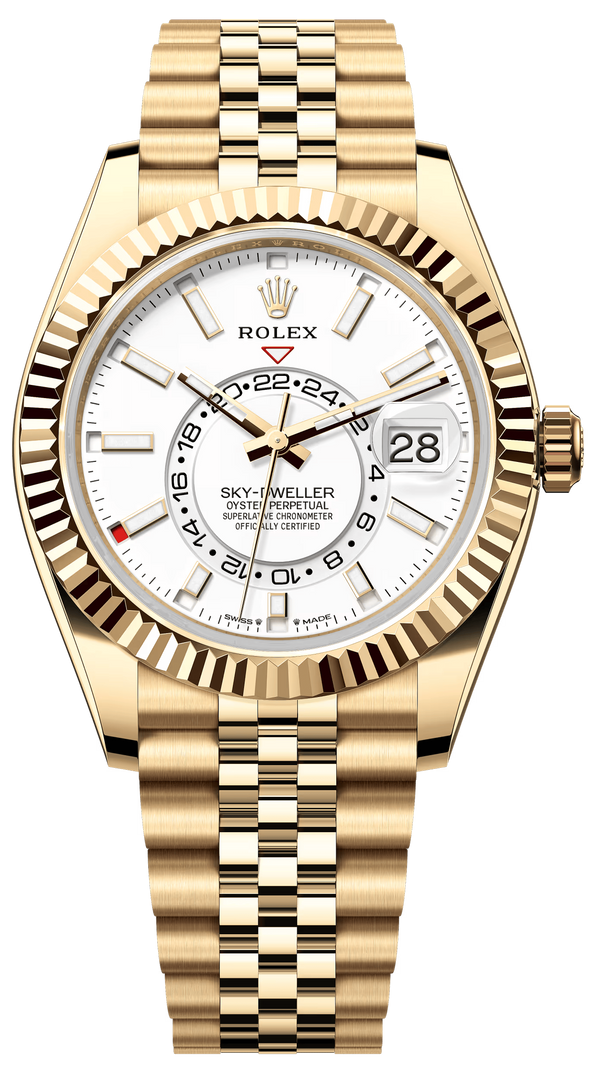 Rolex Sky-Dweller 42mm Yellow Gold White Dial Jubilee - 336938 - New 2025