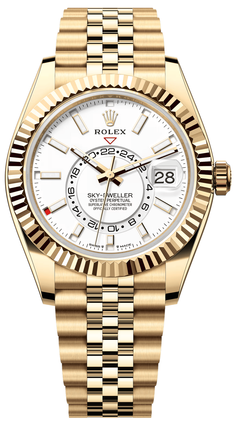 Rolex Sky-Dweller 42mm Yellow Gold White Dial Jubilee - 336938 - New 2025