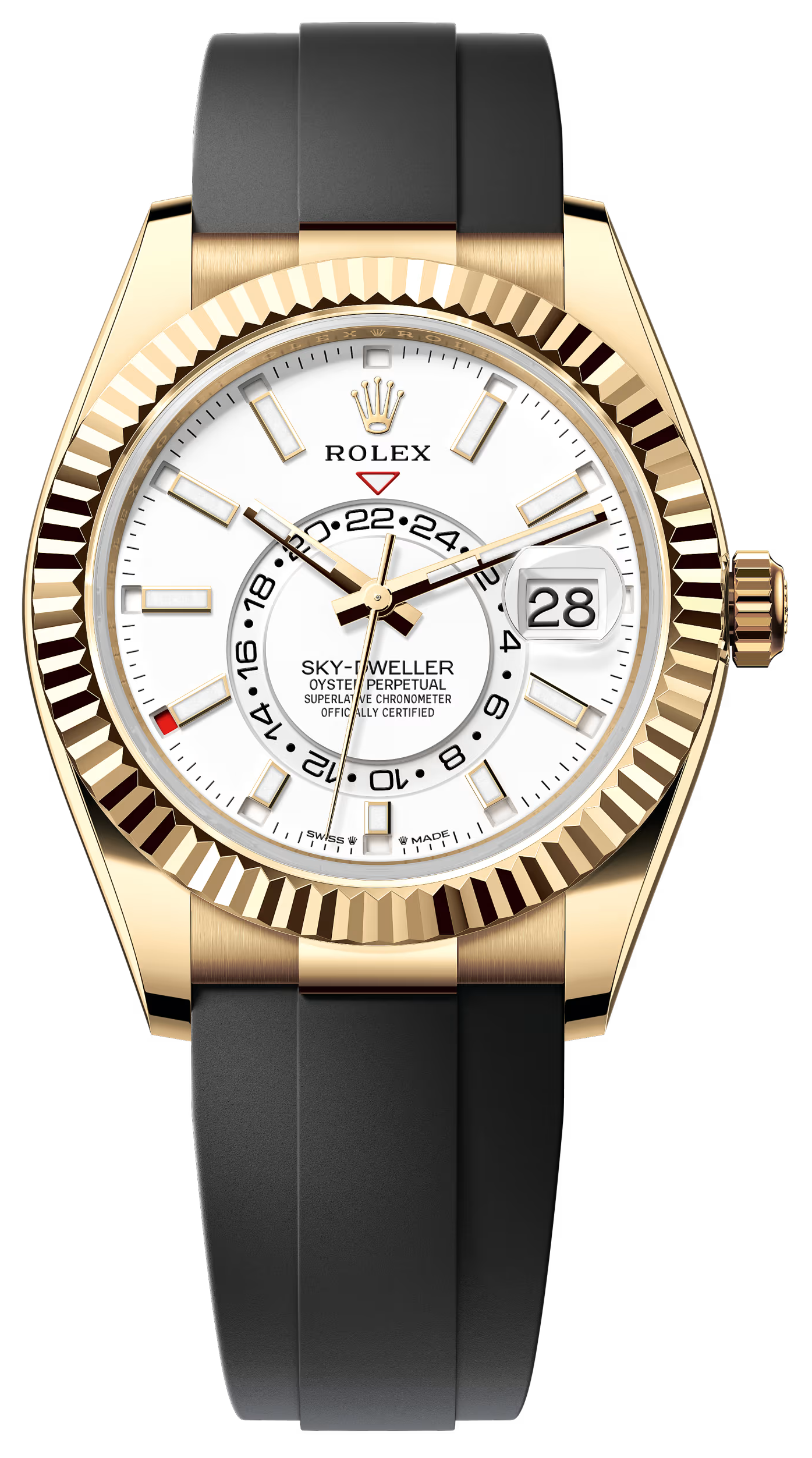 Rolex Sky-Dweller 42mm Yellow Gold White Dial Oysterflex 336238 – New 2025