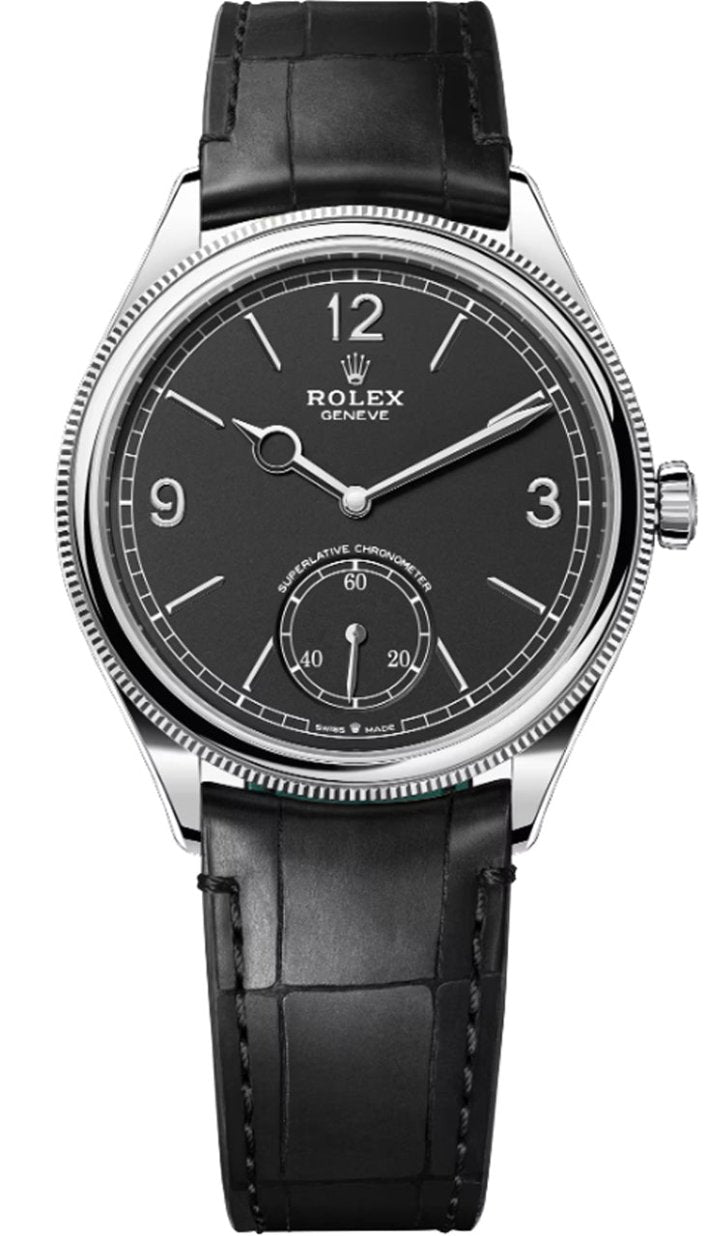 Rolex 1908 52509 White Gold Black Dial Black Alligator Strap – New 2025