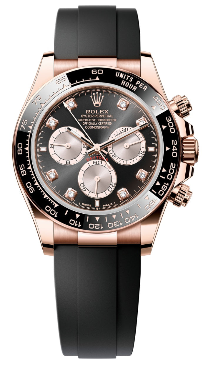 Rolex Cosmograph Daytona 40mm Everose Gold Black and Sundust Diamond Dial Black