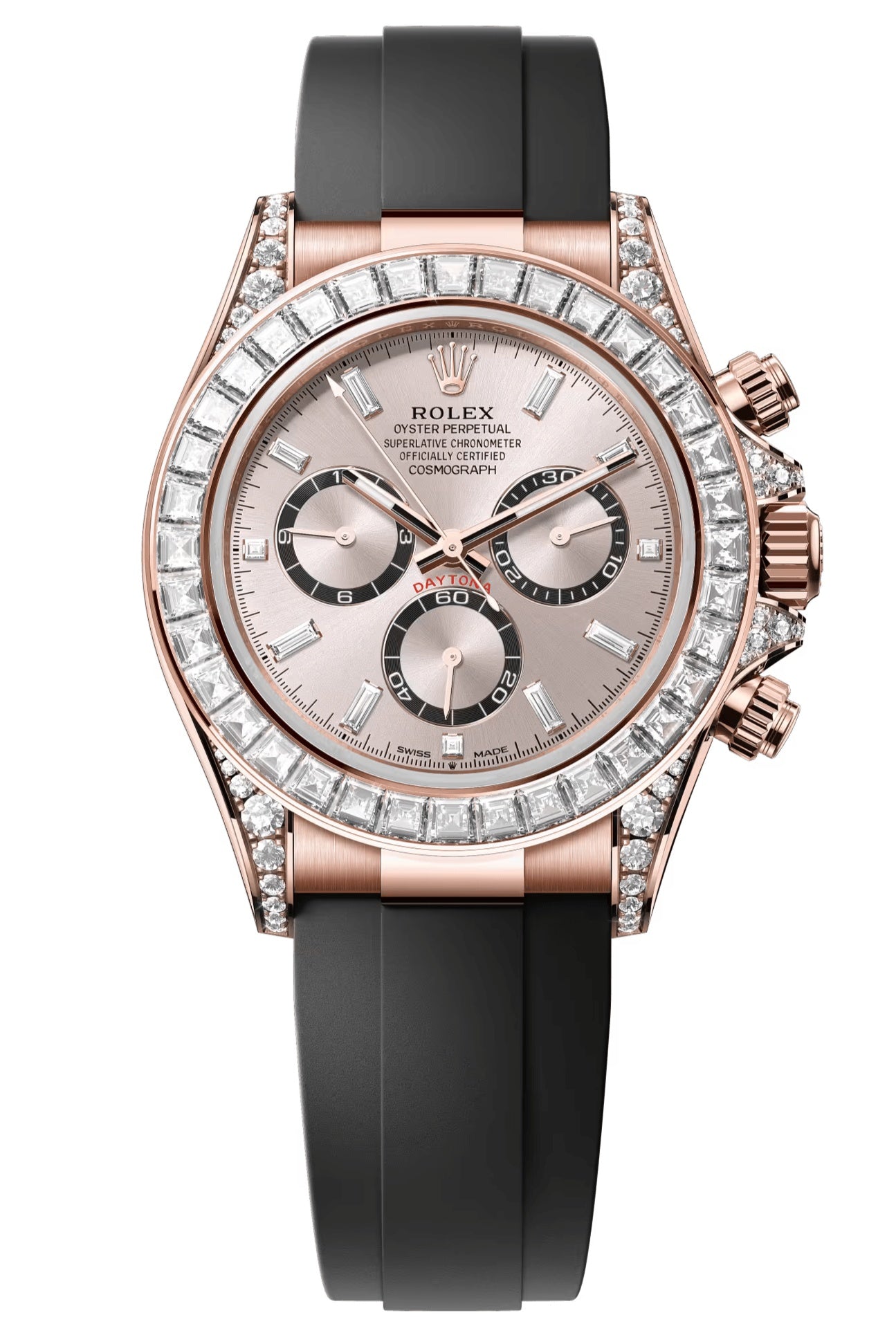 Rolex Cosmograph Daytona 40mm Everose Gold Sundust Diamond Baguette Dial