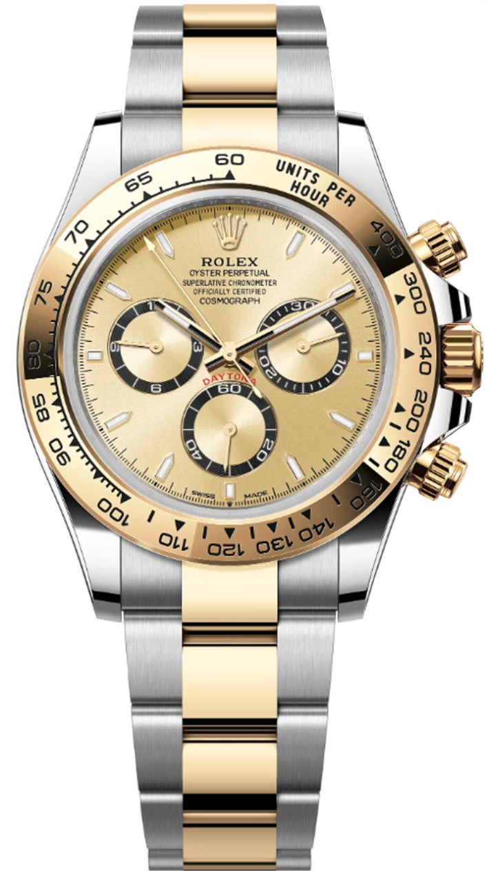 Rolex Cosmograph Daytona 40mm Two-Tone Yellow Gold Champagne Dial 126503 – New