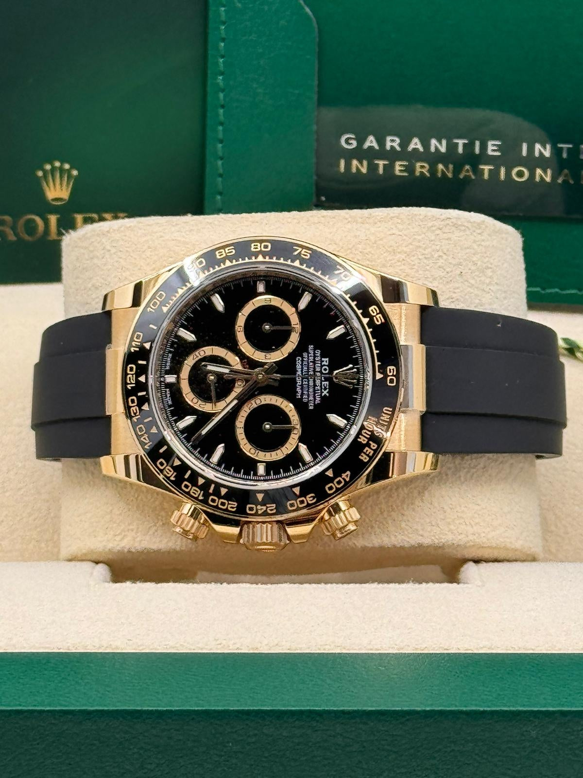 Rolex Cosmograph Daytona 40mm Yellow Gold Black Dial Black Ceramic Bezel