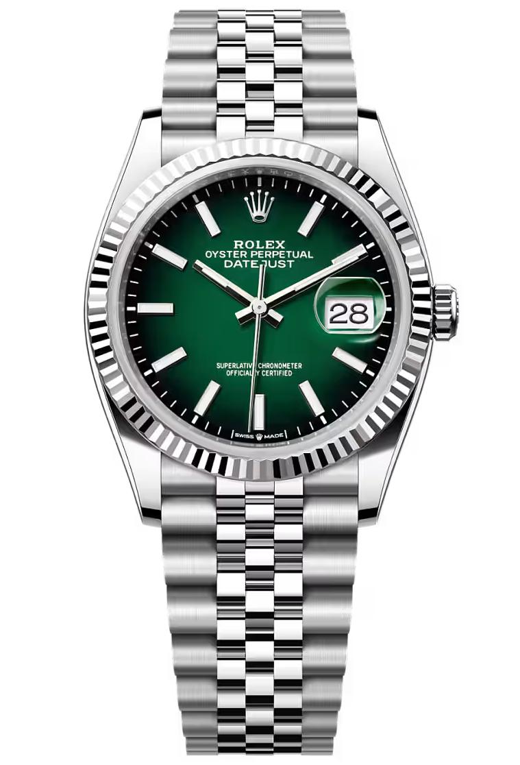 Rolex Datejust 36 Green Ombré Dial Fluted Bezel Jubilee Bracelet 126234