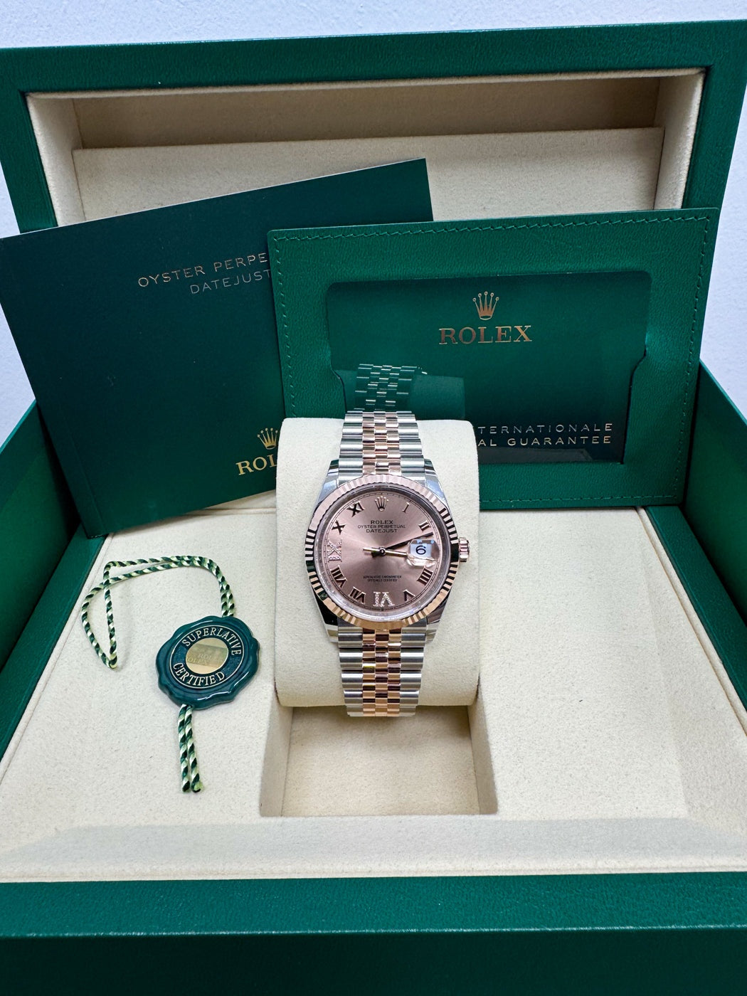 Rolex Datejust 36mm Two-Tone Everose Gold Pink Rose Roman Dial Fluted Bezel