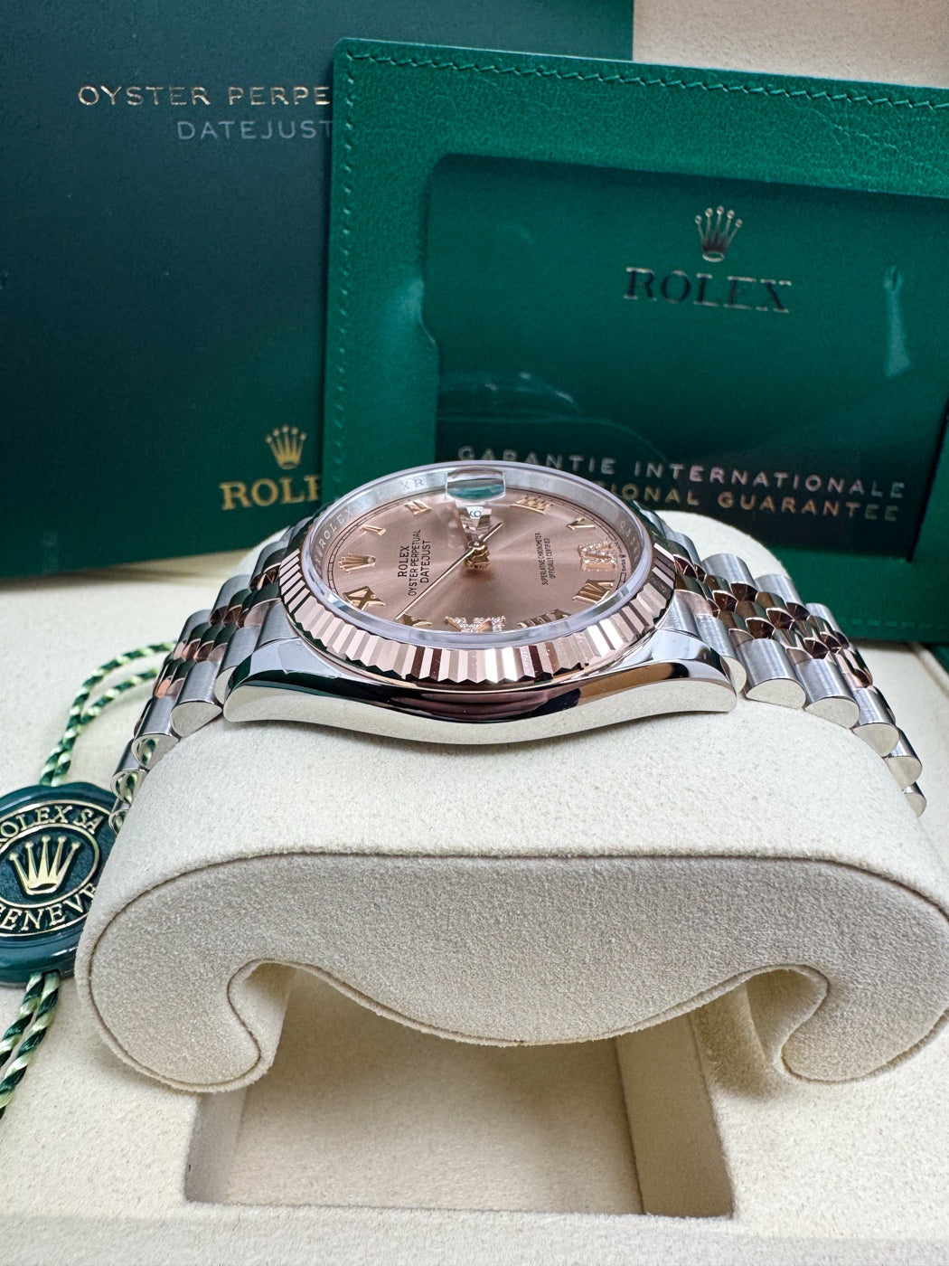 Rolex Datejust 36mm Two-Tone Everose Gold Pink Rose Roman Dial Fluted