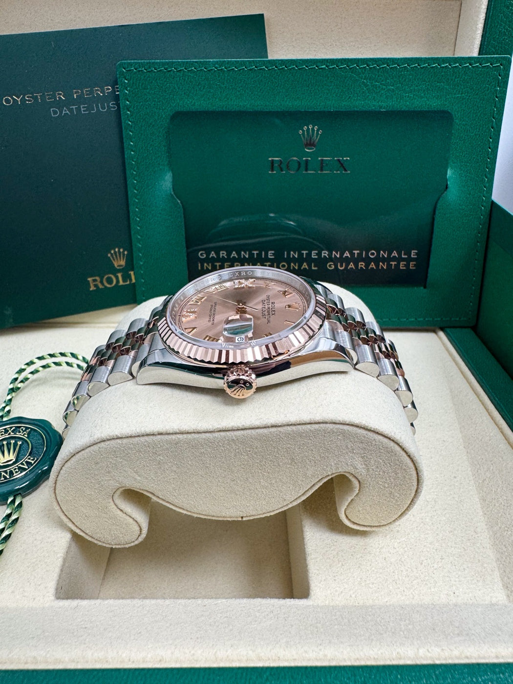Rolex Datejust 36mm Two-Tone Everose Gold Pink Rose Roman Dial Fluted Bezel