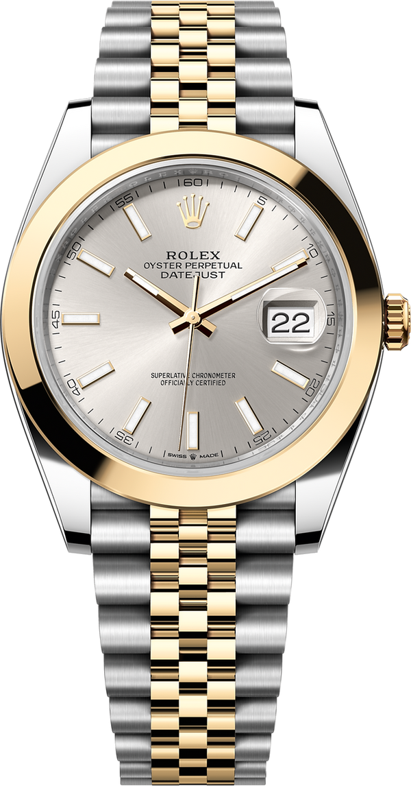 Rolex Datejust 41 mm 126303 Silver Index Dial Two-Tone Yellow Gold Jubilee Bracelet