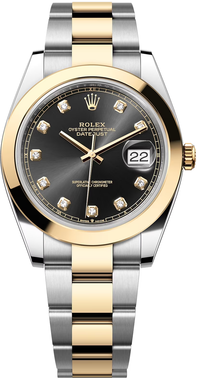Rolex Datejust 41mm 126303 Black Diamond Dial Two-Tone Yellow Gold Oyster Bracelet