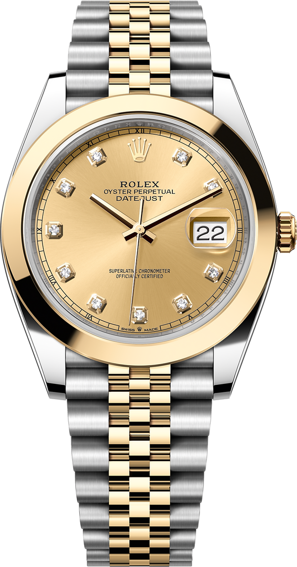 Rolex Datejust 41mm 126303 Champagne Diamond Dial Two-Tone Yellow Gold Jubilee Bracelet