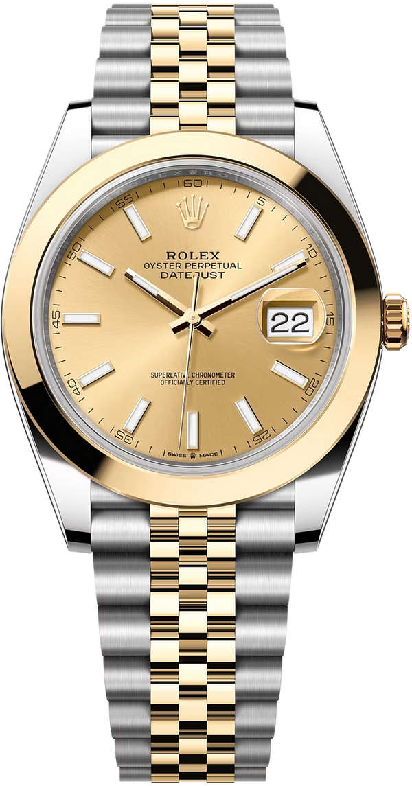 Rolex Datejust 41mm 126303 Champagne Index Dial Two-Tone Yellow Gold Jubilee Bracelet