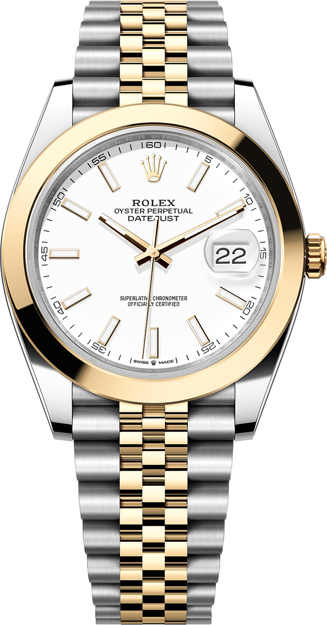 Rolex Datejust 41mm 126303 White Index Dial Two-Tone Yellow Gold Jubilee Bracelet