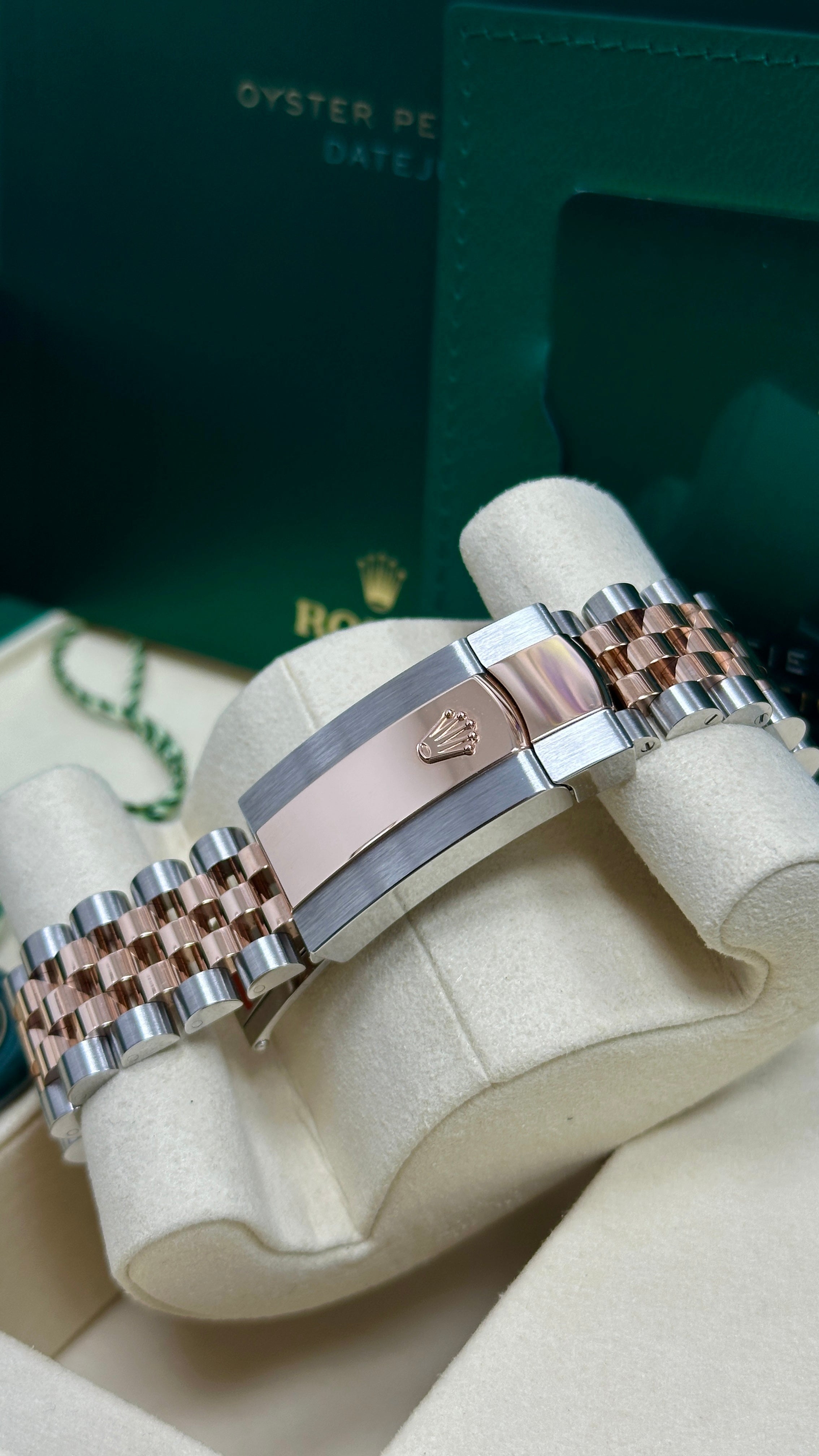 Rolex Datejust 41mm Two-Tone Everose Gold Chocolate Diamond Dial Fluted Bezel