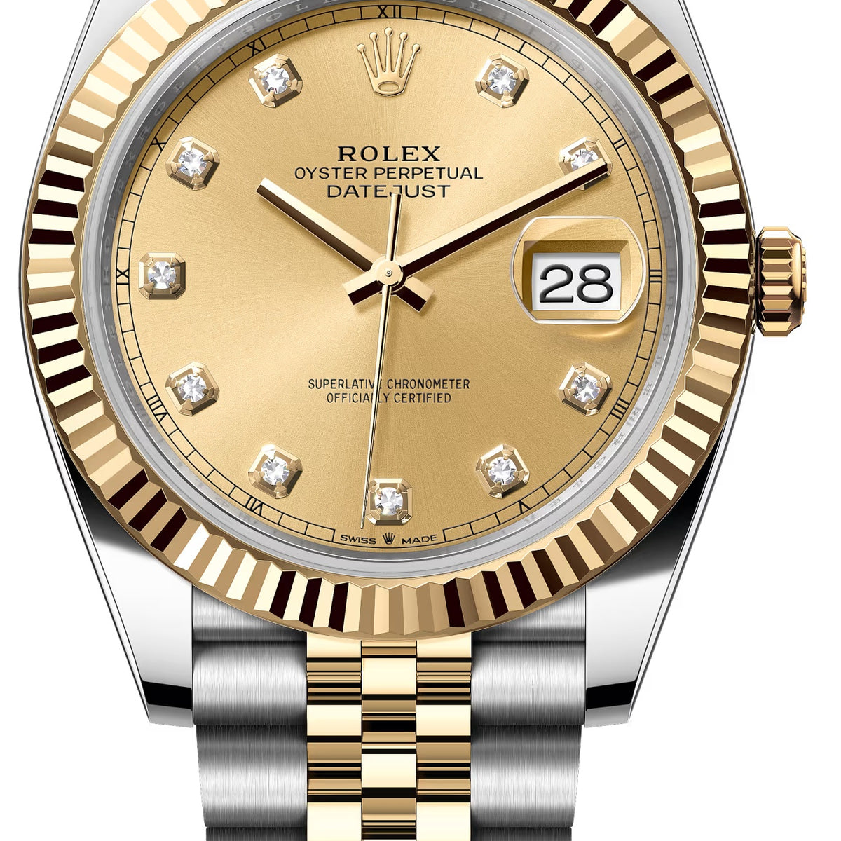 Rolex Datejust T Number 10 Points Diamond Index Sunray Champagne Color Dial Rolex 36mm Datejust Champagne Index Dial with Diamond Bezel  main image 3