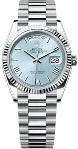 Rolex Day-Date “President” 36mm Platinum Ice Blue Roman Dial – 128236 – New 2025