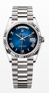Rolex Day-Date 36mm white gold blue ombre Roman dial reference 128239