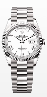 Rolex Day-Date 36mm white gold white Roman dial reference 128239