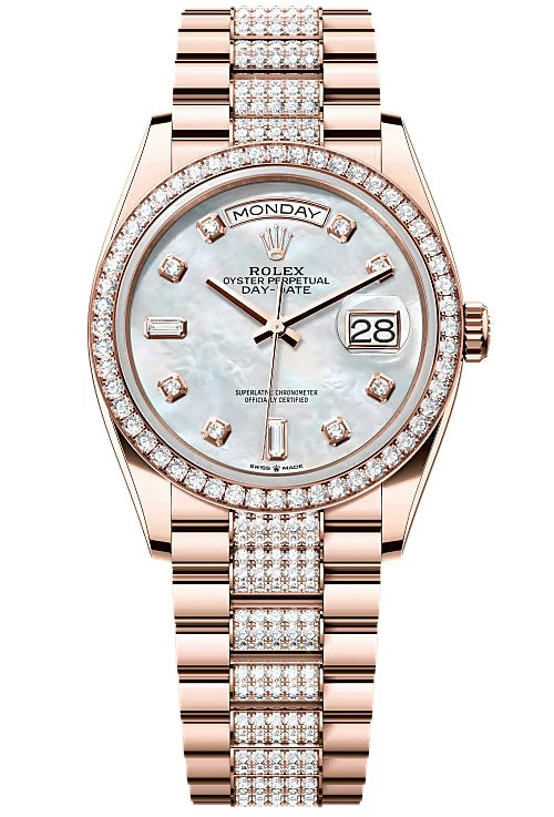 Rolex Day-Date "President" 36mm Everose Mother of Pearl Diamond Dial Diamond