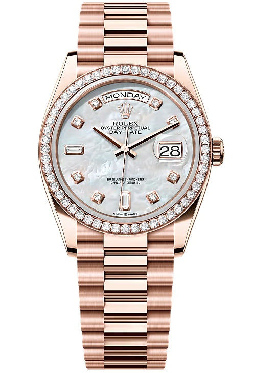 Rolex Day-Date "President" 36mm Everose Mother of Pearl Diamond Dial Diamond