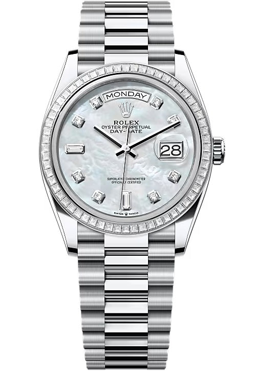 Rolex Day-Date “President” 36mm Platinum Mother of Pearl Diamond Dial Trapeze
