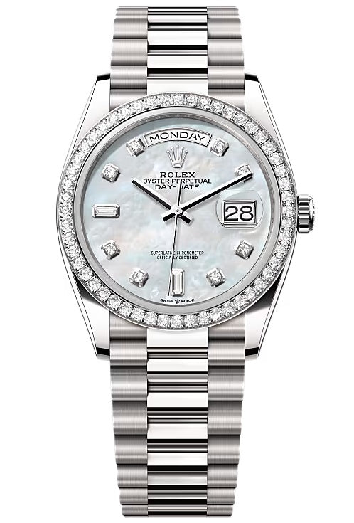 Rolex Day-Date “President” 36mm White Gold Mother of Pearl Diamond Dial Diamond