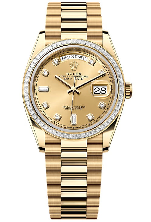 Rolex Day-Date "President" 36mm Yellow Gold Champagne Diamond Dial Trapeze