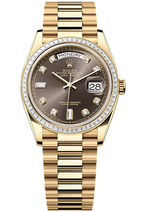 Rolex Day-Date “President” 36mm Yellow Gold Dark Grey Diamond Dial Trapeze