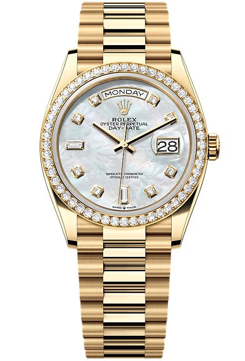 Rolex Day-Date "President" 36mm Yellow Gold Mother of Pearl Diamond Dial
