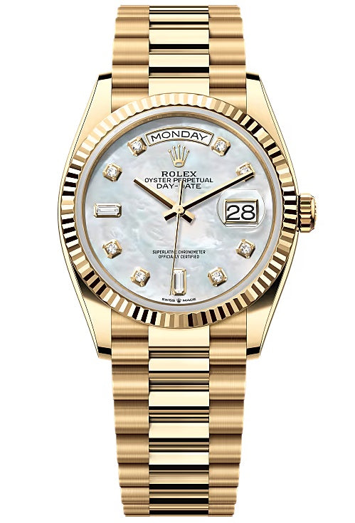 Rolex Day-Date "President" 36mm Yellow Gold Mother of Pearl Diamond Dial -